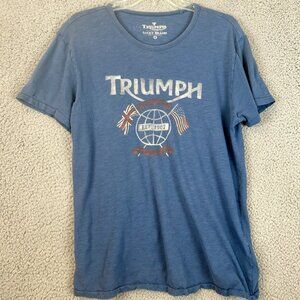 Triumph X Lucky Brand Motorcycles Adult Medium Blue T-Shirt